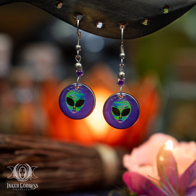 Purple Alien Acrylic Earrings for Out-of-this-World Fashion