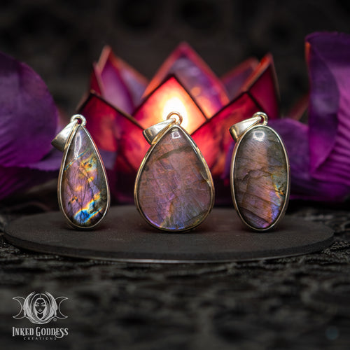 Purple Labradorite Sterling Silver Necklace for Elevated Consciousness
