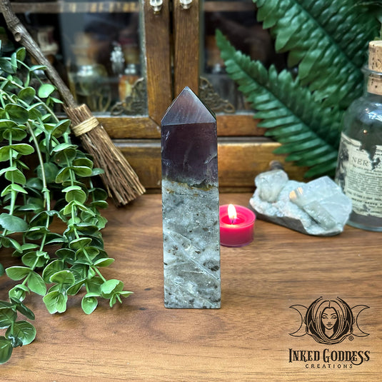 Chocolate Tip Fluorite Tower - Misfit - Chipped Tip