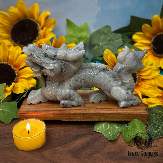 Rainbow Moonstone Chinese Dragon for Courageous AF Witches