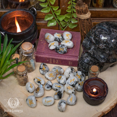 Rainbow Moonstone Rune Set for Intuitive Divination