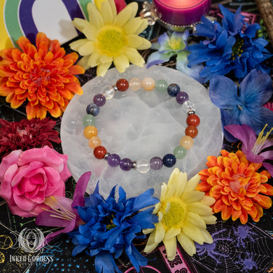 Rainbow Pride Gemstone Bracelet for Celebratory Energy