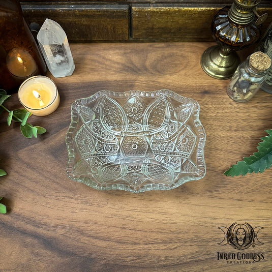 Rectangle Glass Vintage Offering Dish for Connecting with Spirits