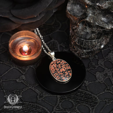 Red Flower Obsidian Necklace for Feminine Creativity