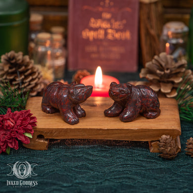 Red Jasper Gemstone Bear for Awakening Energy