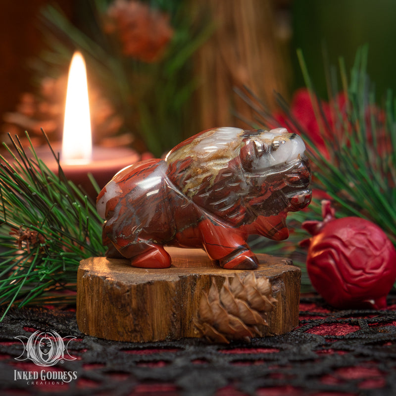 Load image into Gallery viewer, Red Jasper Carved Buffalo for Resourcefulness
