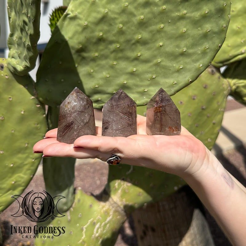 Load image into Gallery viewer, Red Rutilated Smoky Quartz Tower for Initiating Positive Change
