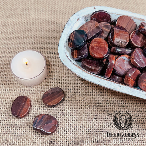Red Tiger's Eye Thumb Stone for Grounding