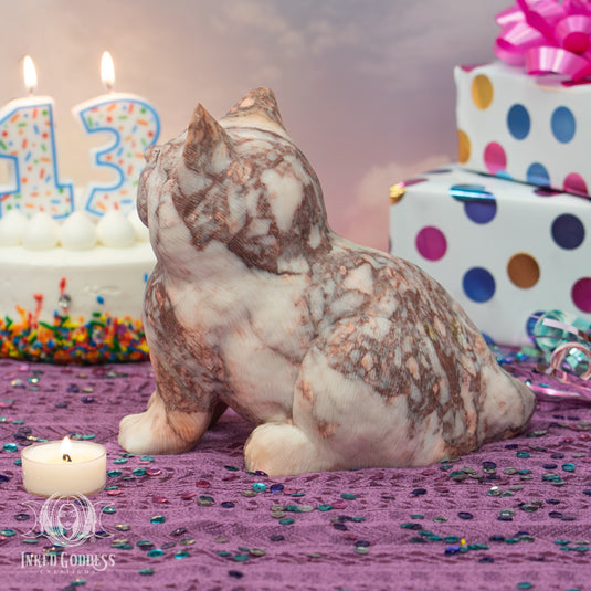 Red Vein Jasper Carved Large Cat for Witch's Protection