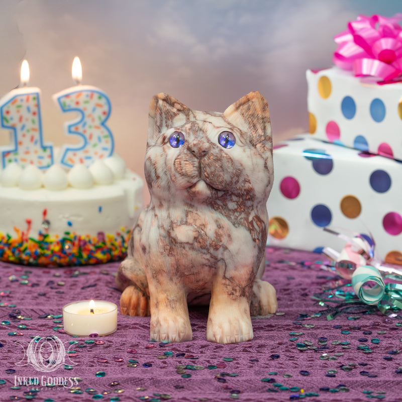 Load image into Gallery viewer, Red Vein Jasper Carved Large Cat for Witch's Protection
