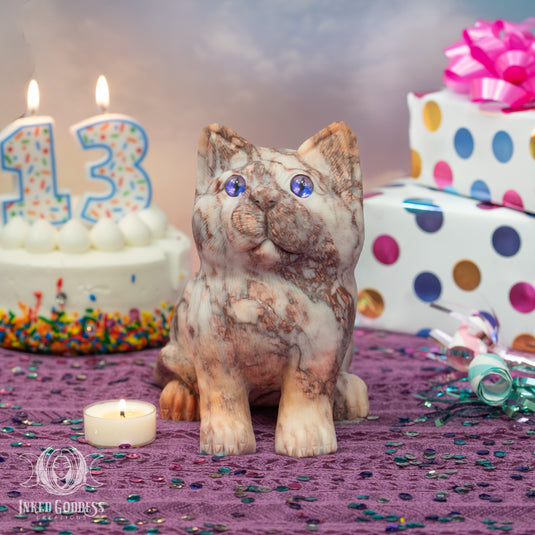 Red Vein Jasper Carved Large Cat for Witch's Protection