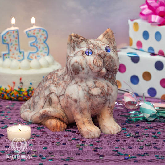 Red Vein Jasper Carved Large Cat for Witch's Protection
