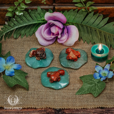 Red Jasper Frog on Aventurine Lily Pad for Grounded Abundance