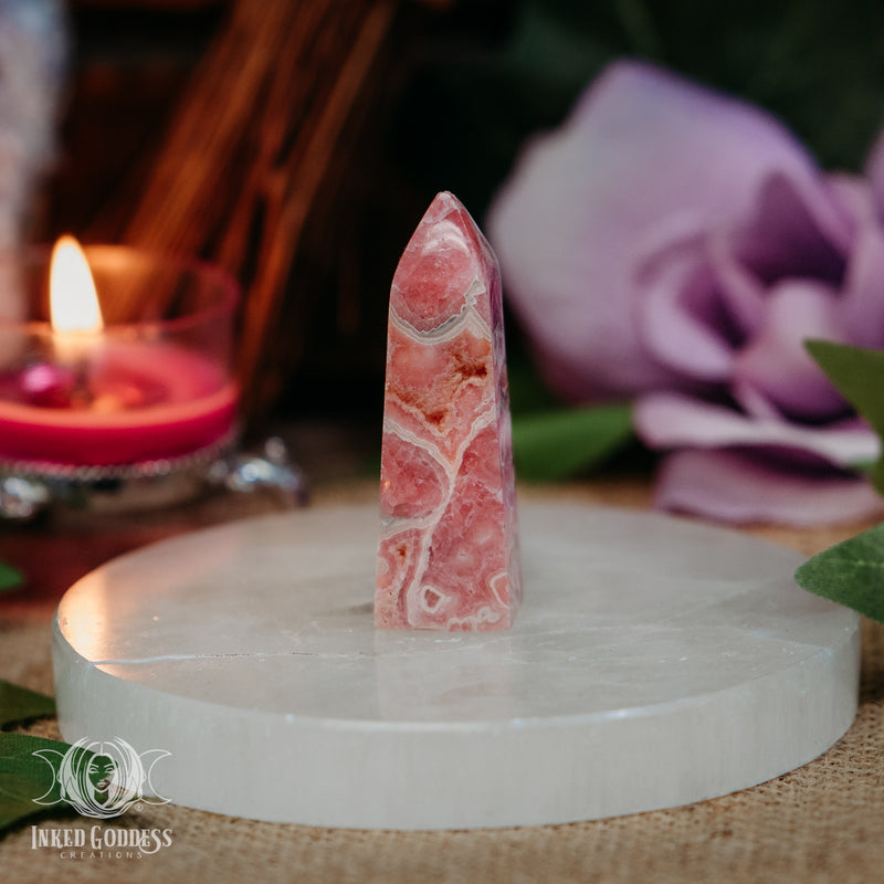 Load image into Gallery viewer, Rhodochrosite Mini Tower for Amplified Passions
