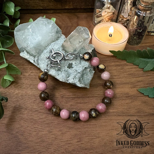 Rhodonite and Outback Jasper Bracelet - Handmade by Colin - One of a Kind