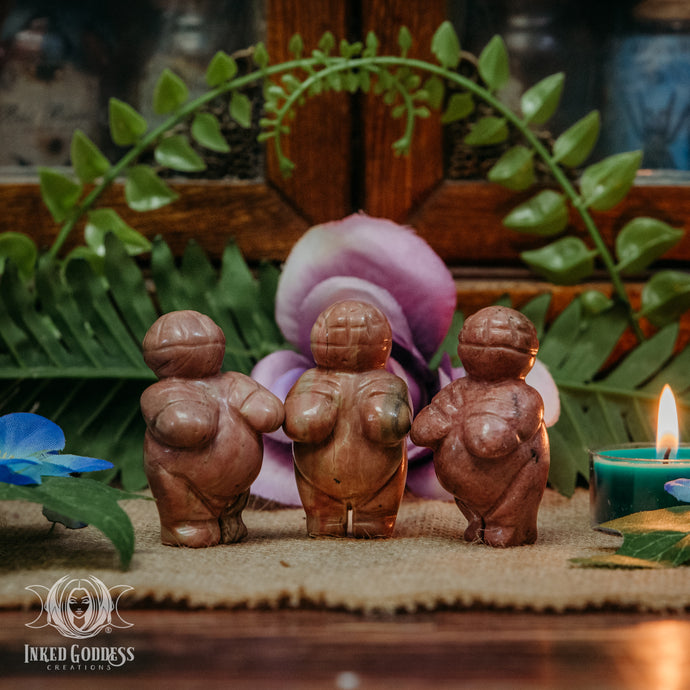 Rhodonite Venus of Willendorf for Primal Goddess Energy