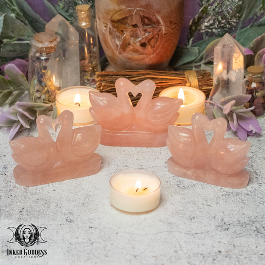 Rose Quartz Carved Love Birds for Emotional Alchemy