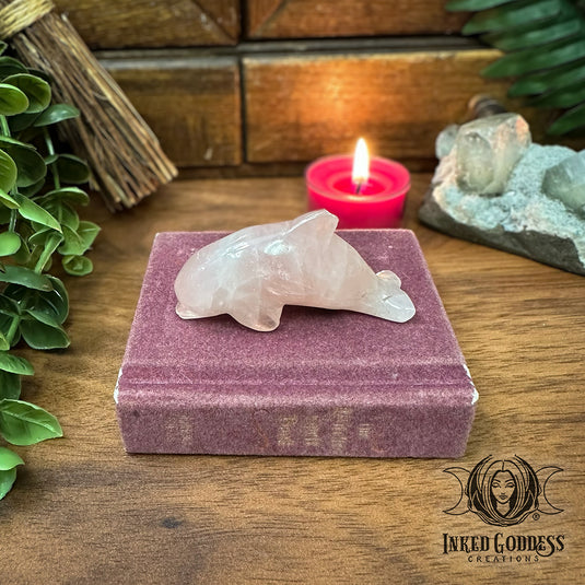 Rose Quartz Dolphin - Misfits - Broken Dorsal Fin