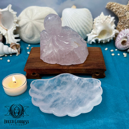 Rose Quartz Octopus & Shell Altar Set for Sea Witches