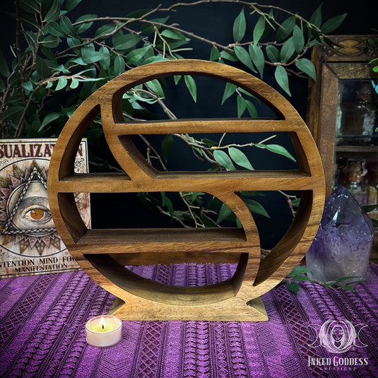Round Wooden Shelf for Witchy Trinkets, Supplies & Potions