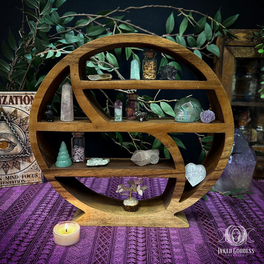 Round Wooden Shelf for Witchy Trinkets, Supplies & Potions