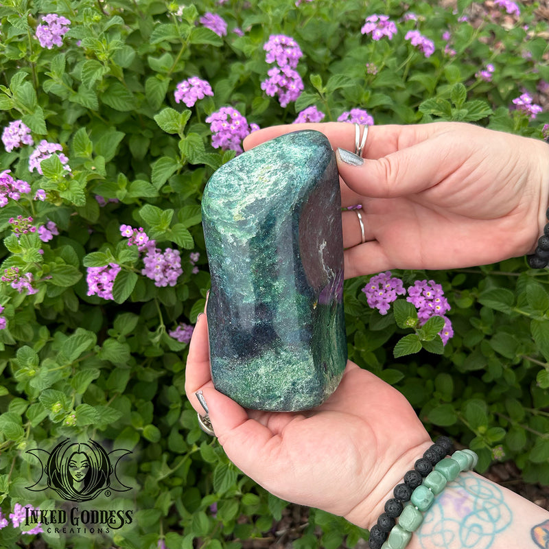 Load image into Gallery viewer, Ruby Kyanite with Fuchsite Freeform for Courage &amp; Boundaries
