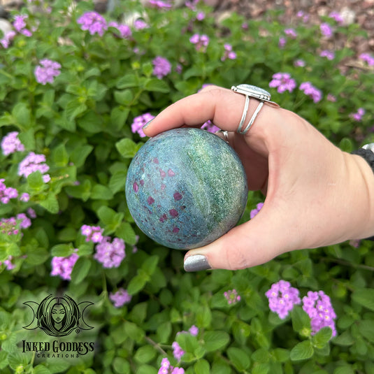 Ruby Kyanite with Fuchsite Sphere for Radiating Spiritual Protection