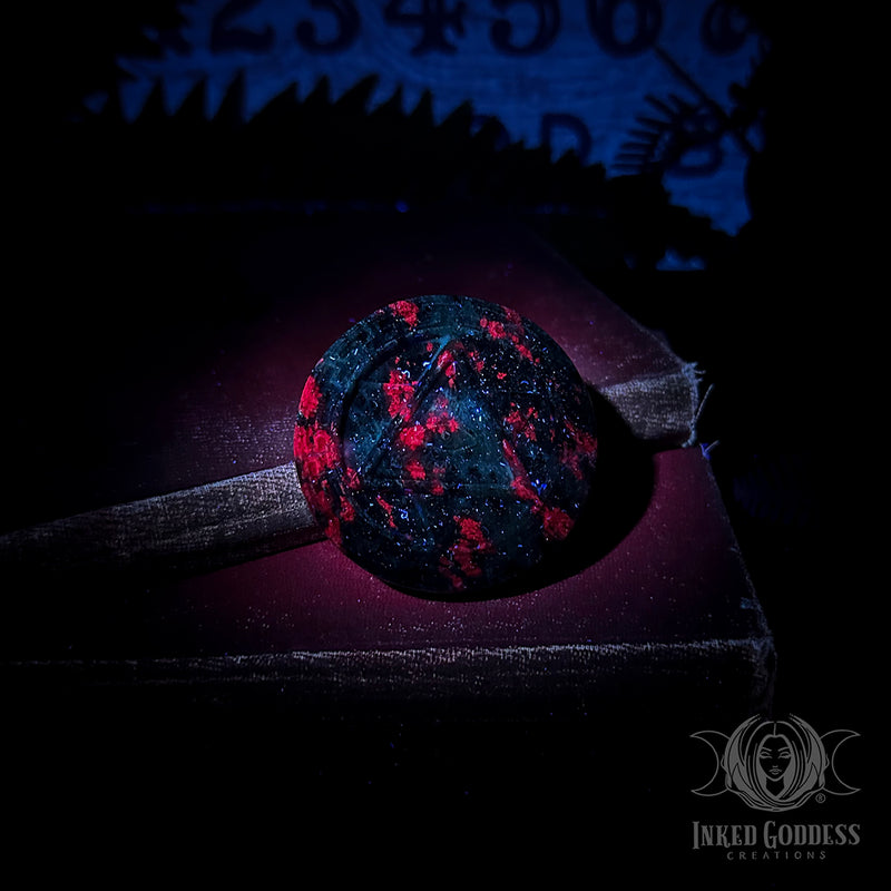Load image into Gallery viewer, Ruby Zoisite Eye of Providence Coin for Shadow Work Protection
