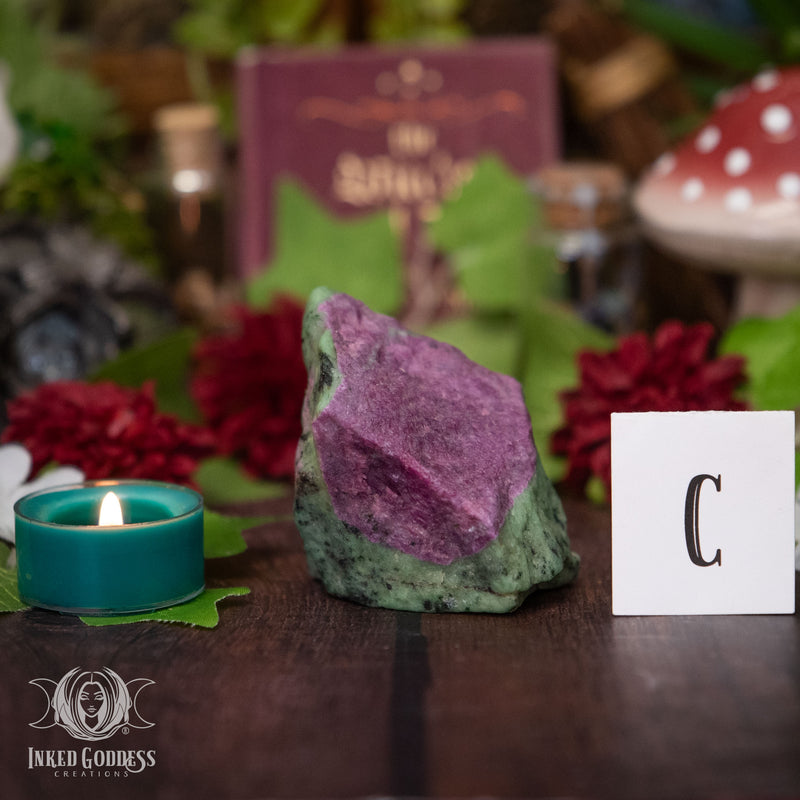 Load image into Gallery viewer, Ruby Zoisite Raw Gemstone for Harmony
