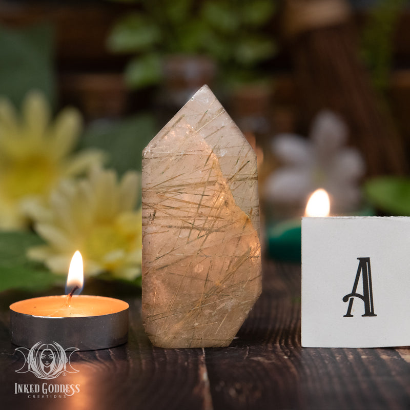Load image into Gallery viewer, Rutilated Quartz Tower for Cleansing Chakras
