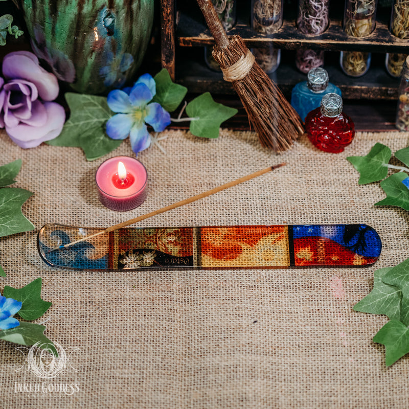 Load image into Gallery viewer, Sabbats Glass Incense Holder for Celebrating the Wheel of the Year
