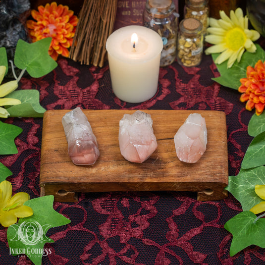 Scarlet Temple Pink Lemurian Quartz Point for Ancient Magickal Energy