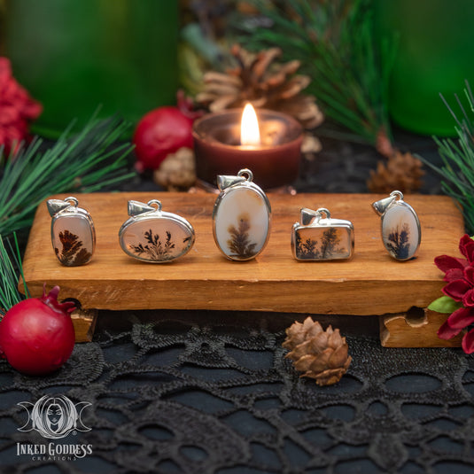 Scenic Dendritic Agate Sterling Silver Necklace for Chakra Alignment