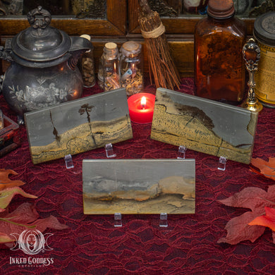 Scenic Picture Jasper Tile with Stand for Spiritual Harmony