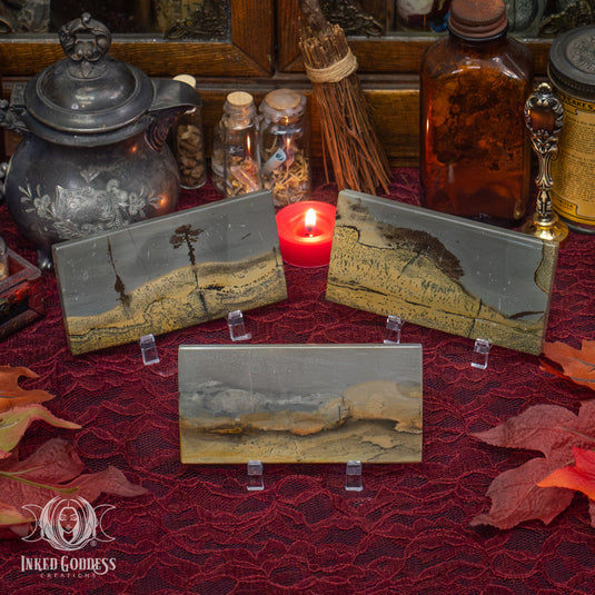 Scenic Picture Jasper Tile with Stand for Spiritual Harmony