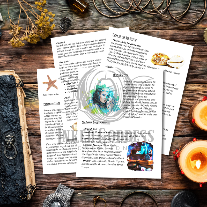 Load image into Gallery viewer, Sea Witch Book of Shadows Pages Set - PDF Printables

