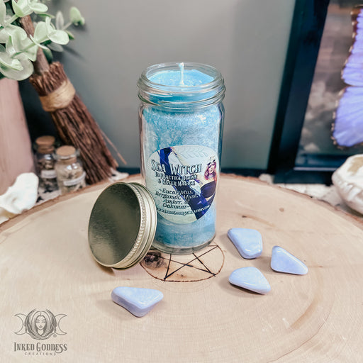 Sea Witch Mini Jar Candle for Ocean Magick- Inked Goddess Creations