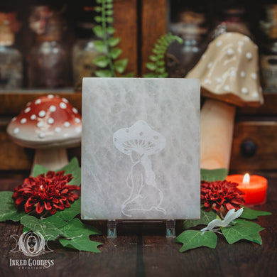 Selenite Mushroom Booty Lady Tile for Charging Your Crystals