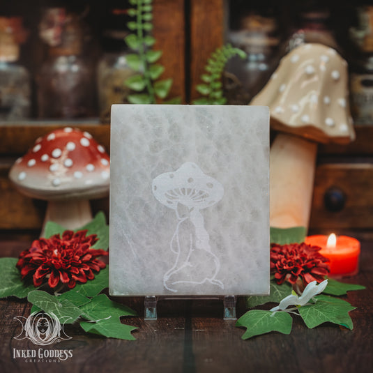Selenite Mushroom Booty Lady Tile for Charging Your Crystals