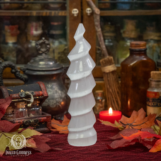 Selenite Unicorn Horn for Moon Magick