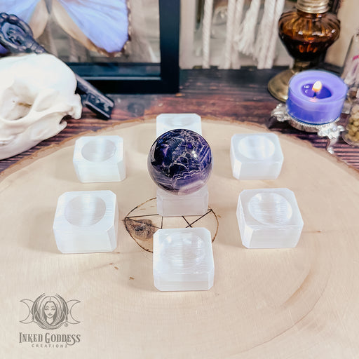 Selenite Sphere Stand for Cleansing