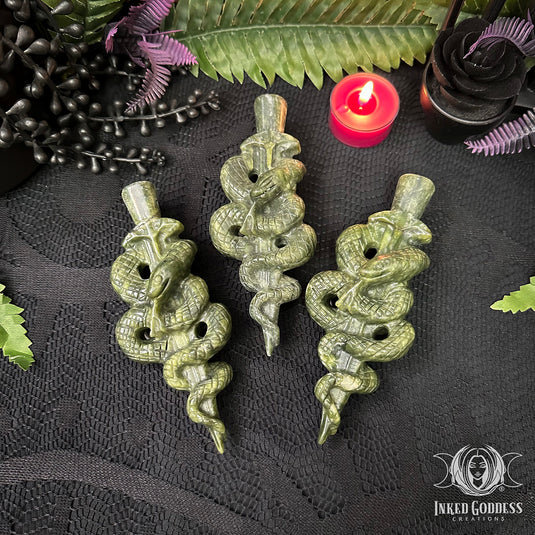 Serpentine Jade Snake Athame for Banishing BS