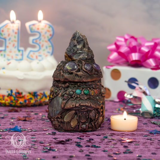 Short & Round Amethyst Clay Handmade Glass Jar for Fairy Magick