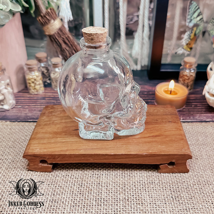 Skull Glass Jar with Cork