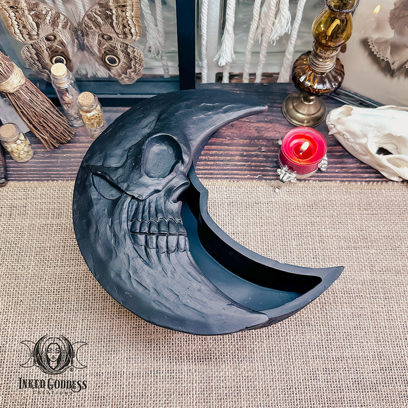 Load image into Gallery viewer, Skull Moon Black Trinket &amp; Jewelry Box for Gothic Vibes
