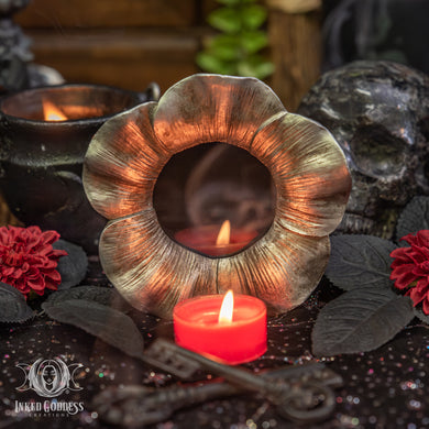 Small Silver Flower Scrying Mirror - OOAK