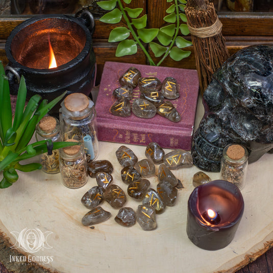 Smoky Quartz Rune Set for High Frequency Divination