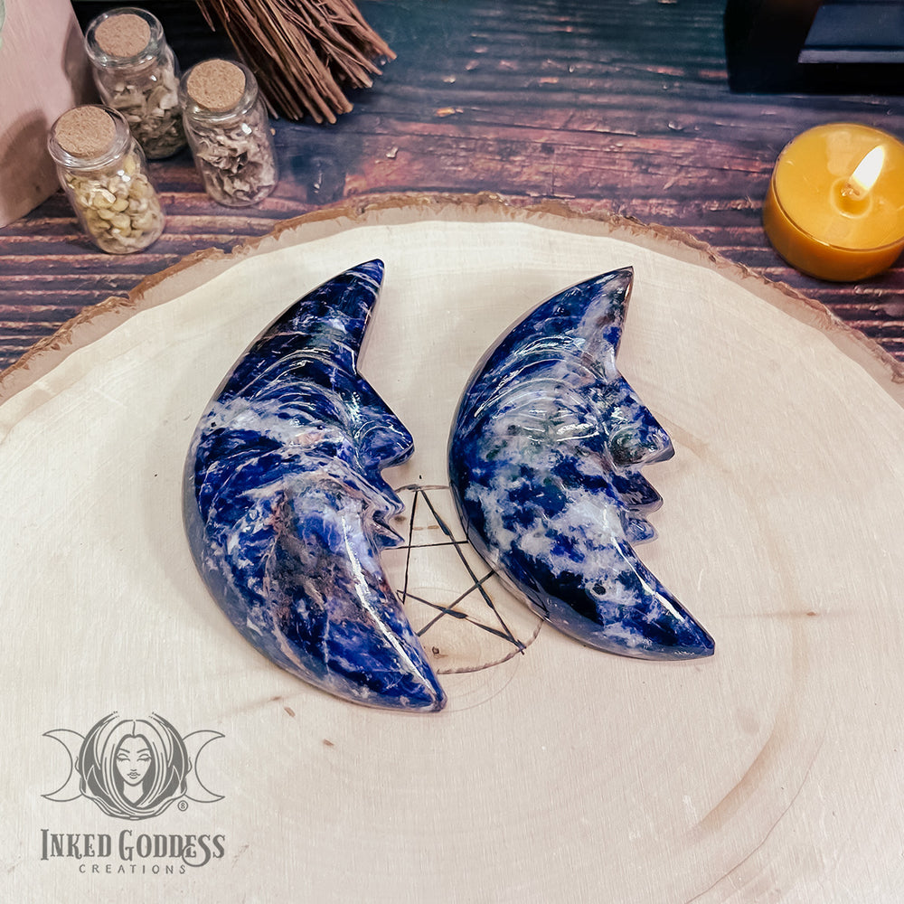 Sodalite Carved Moon for Blue Moon Magick