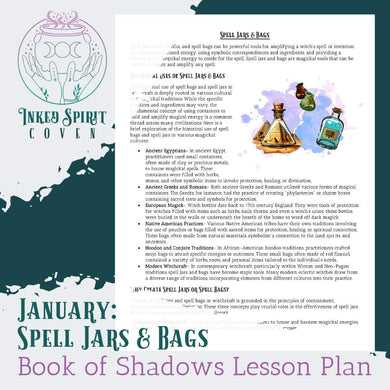 January 2024- Spell Jars & Bags Book of Shadows Pages-Inked Spirit Coven