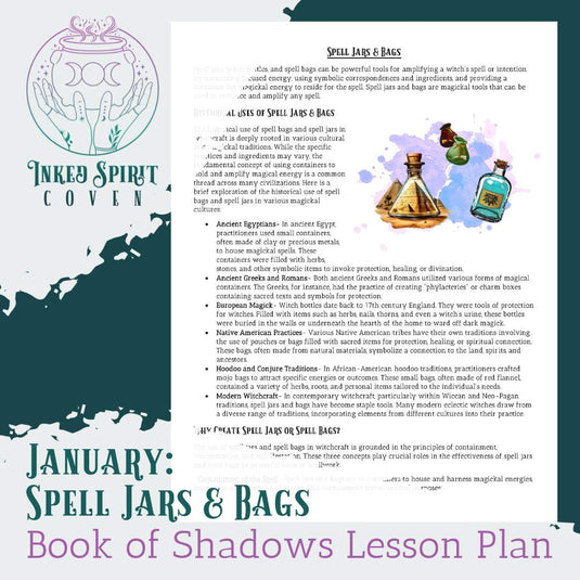 January 2024- Spell Jars & Bags Book of Shadows Pages-Inked Spirit Coven
